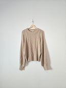 Cable Knit Puff Sleeve Sweater (XL)