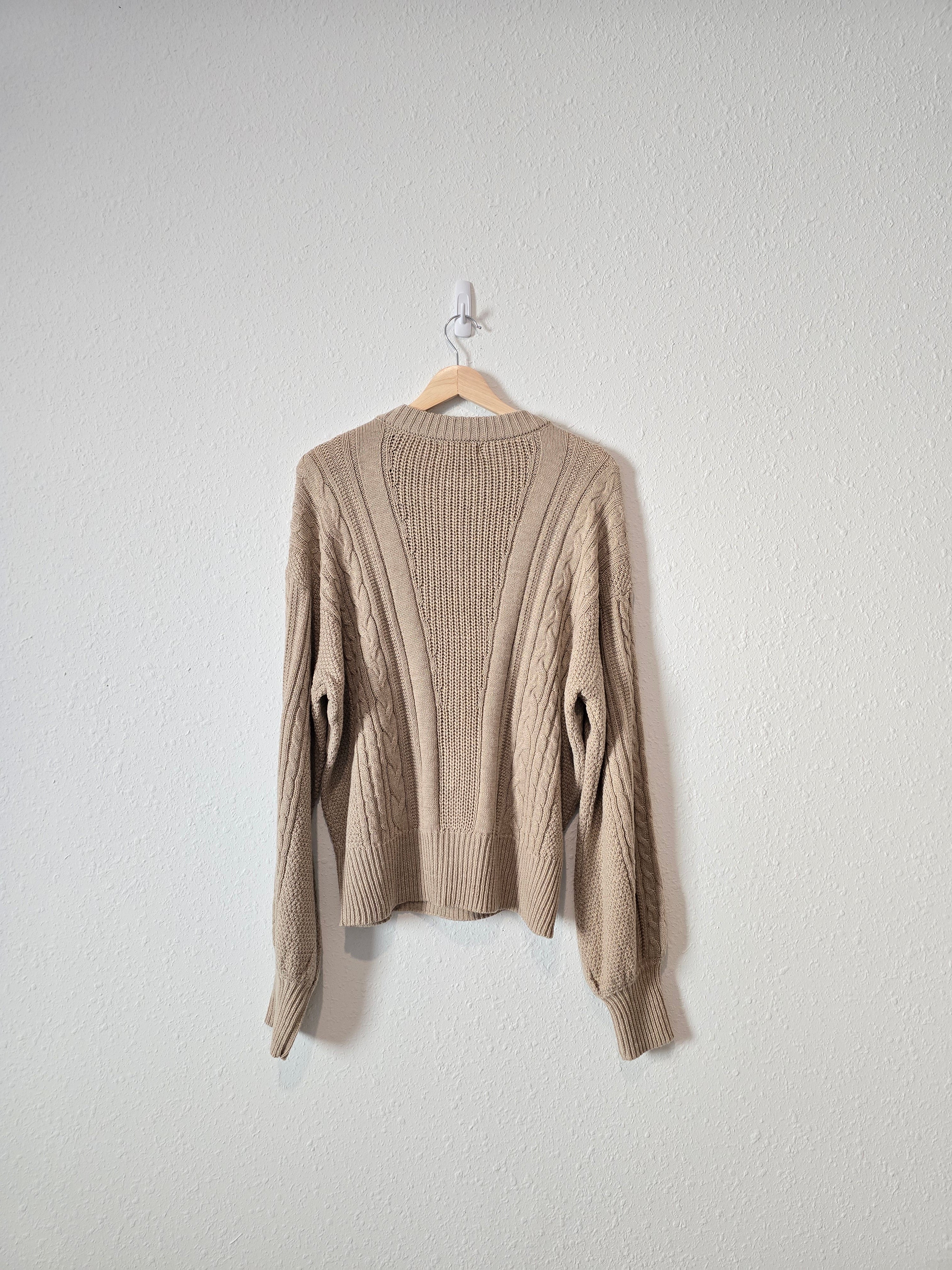 Cable Knit Puff Sleeve Sweater (XL)