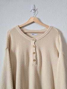 Waffle Knit Henley Sweater (M)