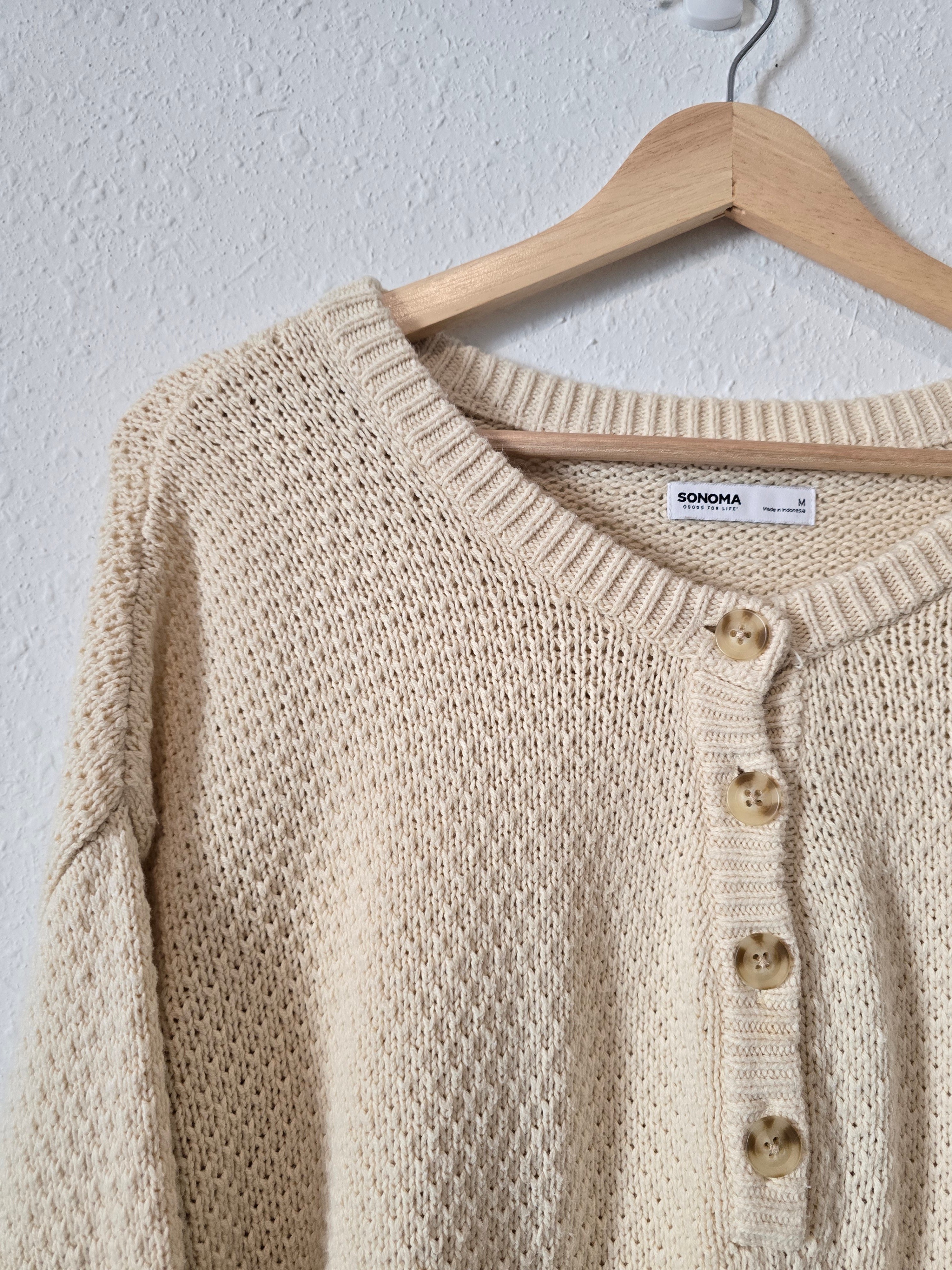 Waffle Knit Henley Sweater (M)