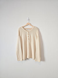 Waffle Knit Henley Sweater (M)