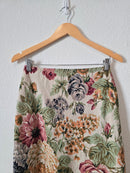 Vintage Floral Linen Maxi Skirt (S/M)