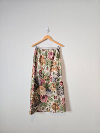 Vintage Floral Linen Maxi Skirt (S/M)
