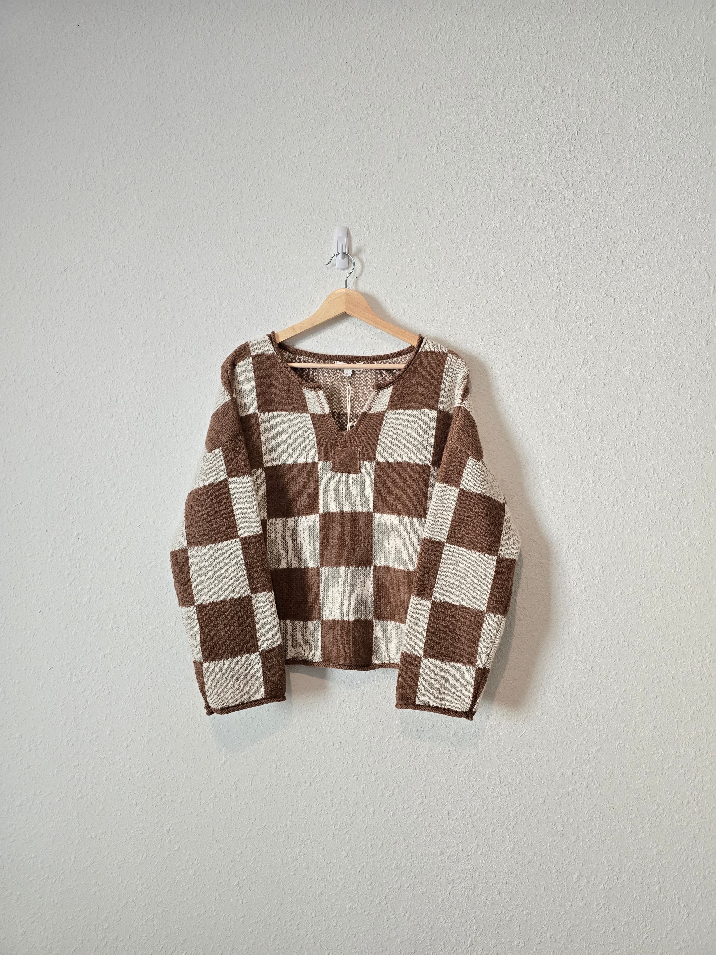 NEW Brown Checkered Sweater (S)