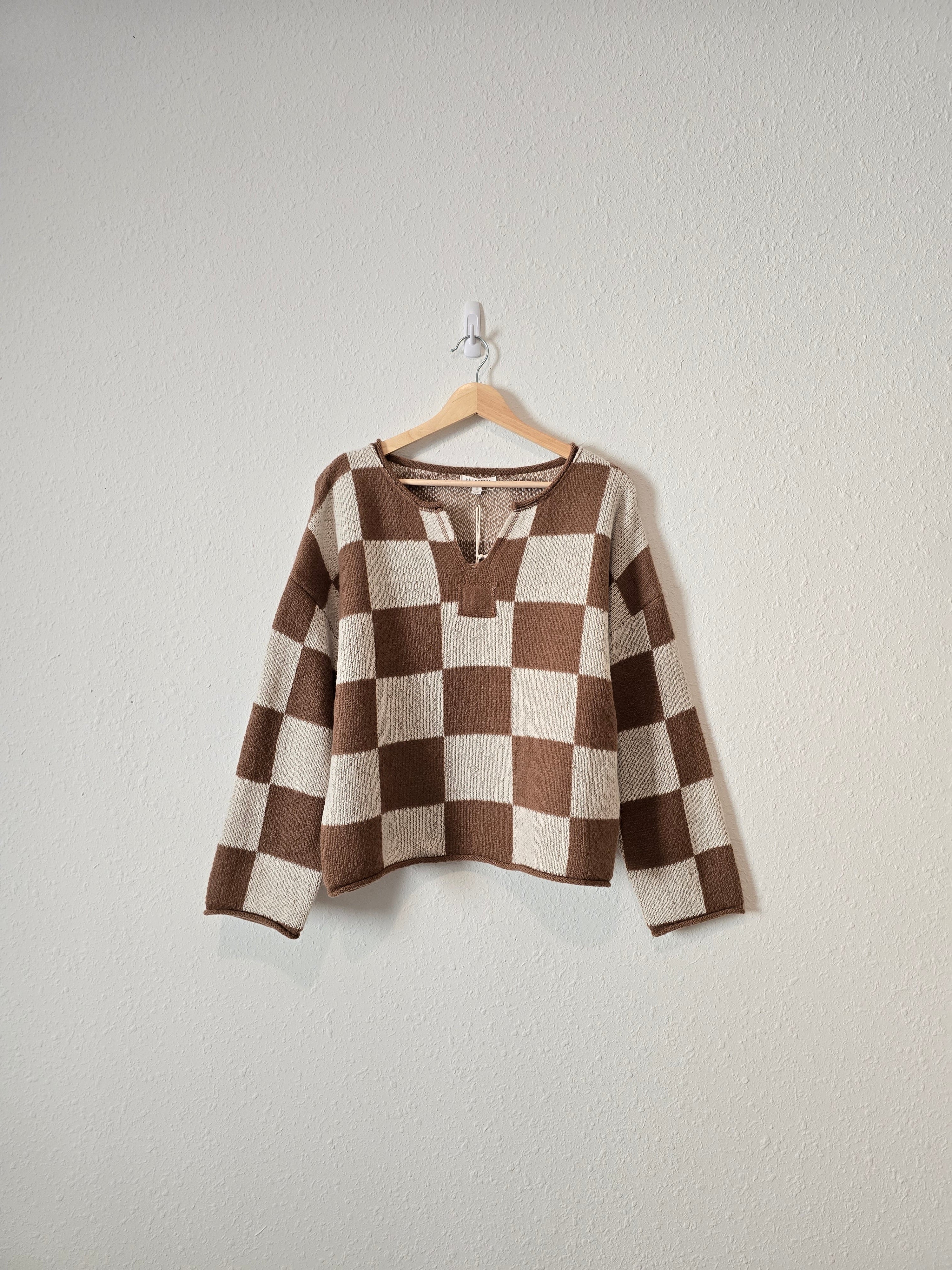 NEW Brown Checkered Sweater (S)