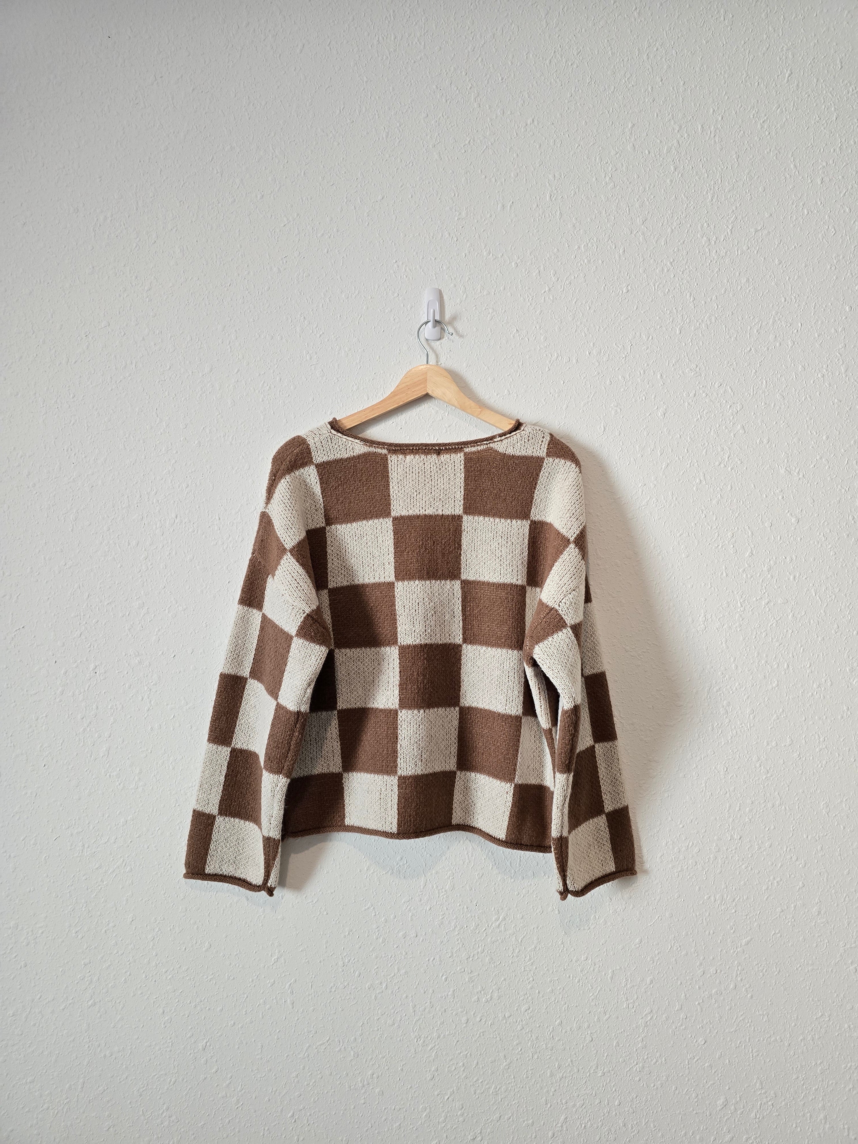 NEW Brown Checkered Sweater (S)