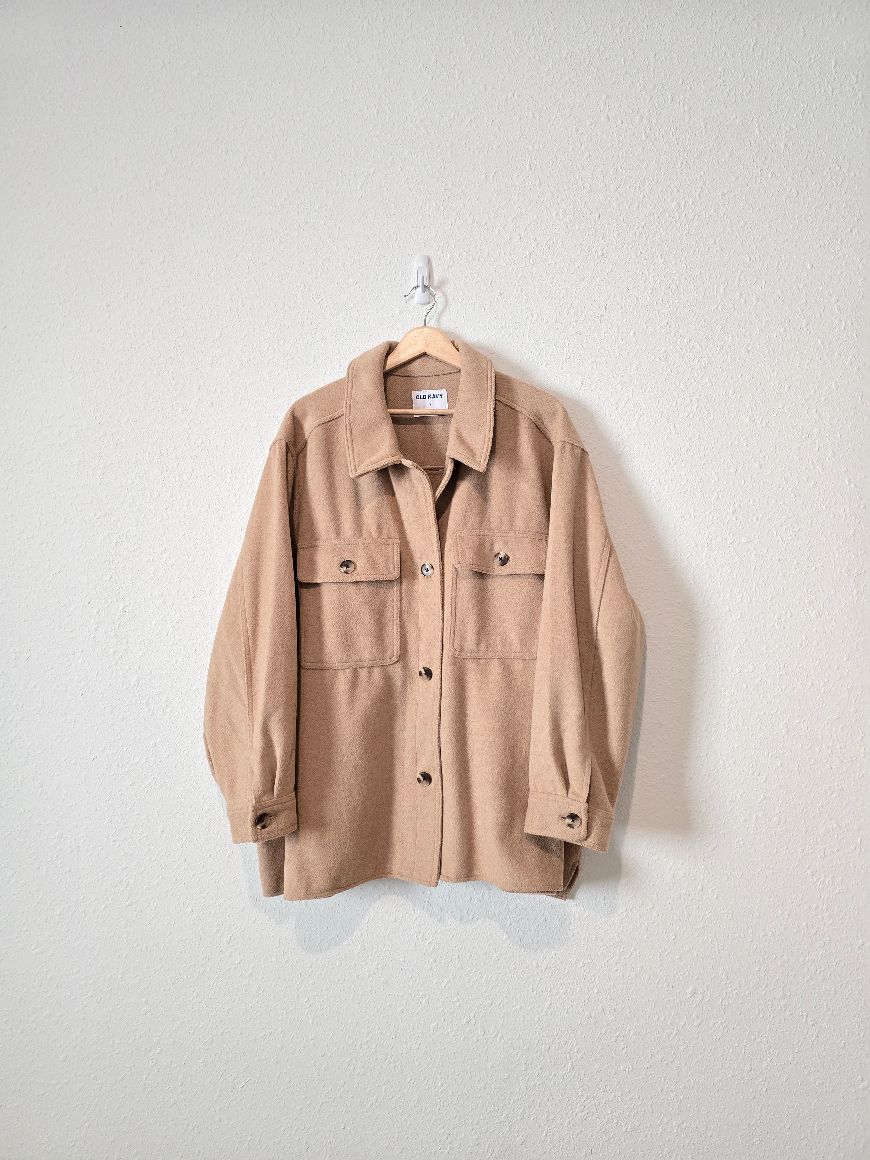 Camel Button Up Shacket (3X)