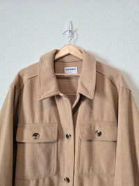 Camel Button Up Shacket (3X)