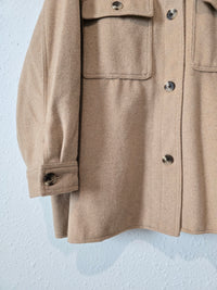 Camel Button Up Shacket (3X)