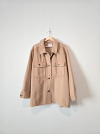 Camel Button Up Shacket (3X)