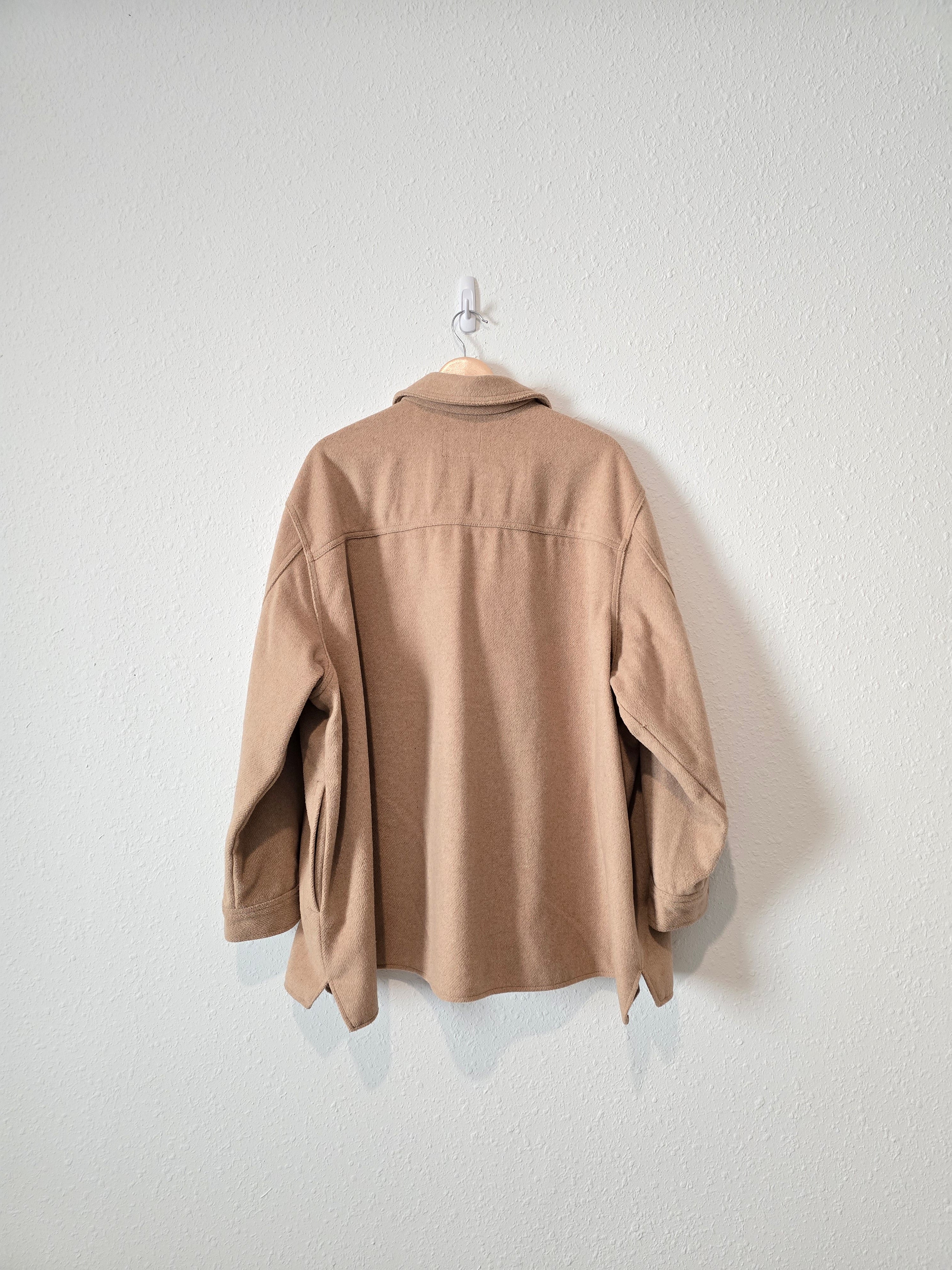 Camel Button Up Shacket (3X)