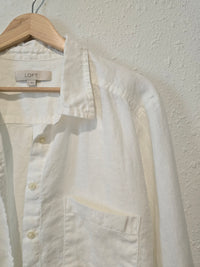 White 100% Linen Button Up (XL)