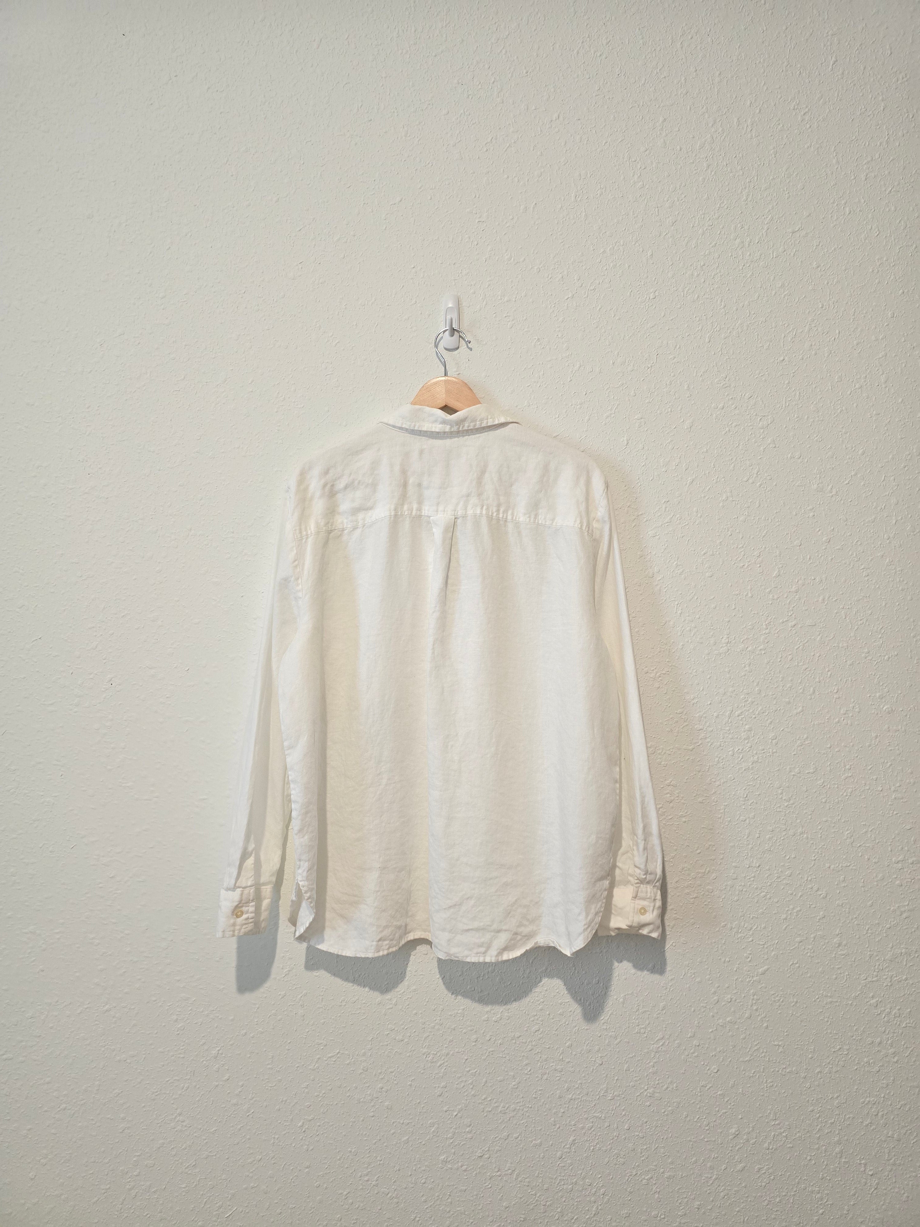 White 100% Linen Button Up (XL)