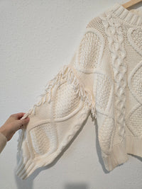 Cable Knit Fringe Sweater (XS)