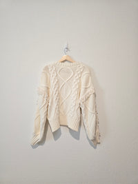 Cable Knit Fringe Sweater (XS)