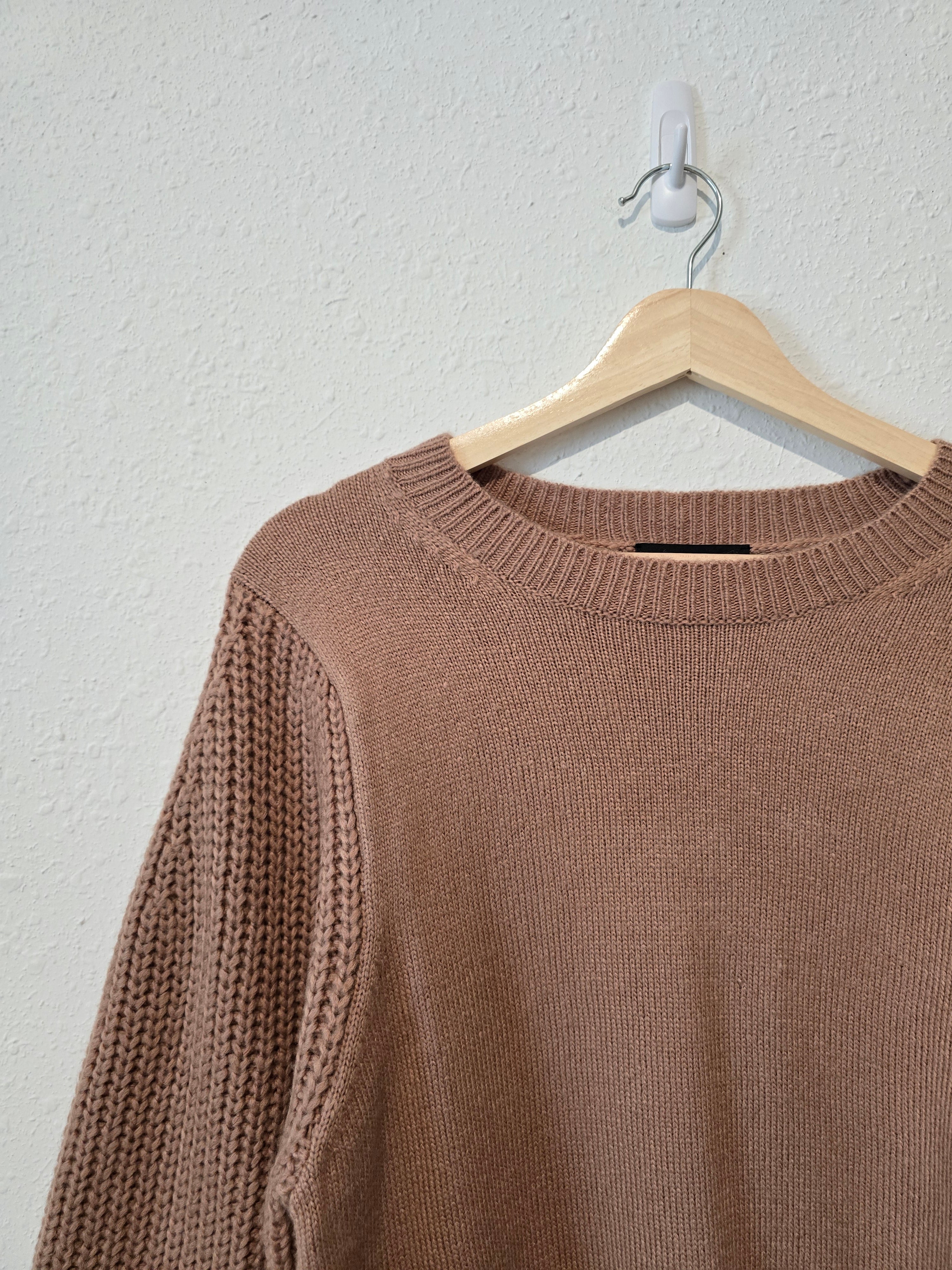 Brown Puff Sleeve Sweater (M)