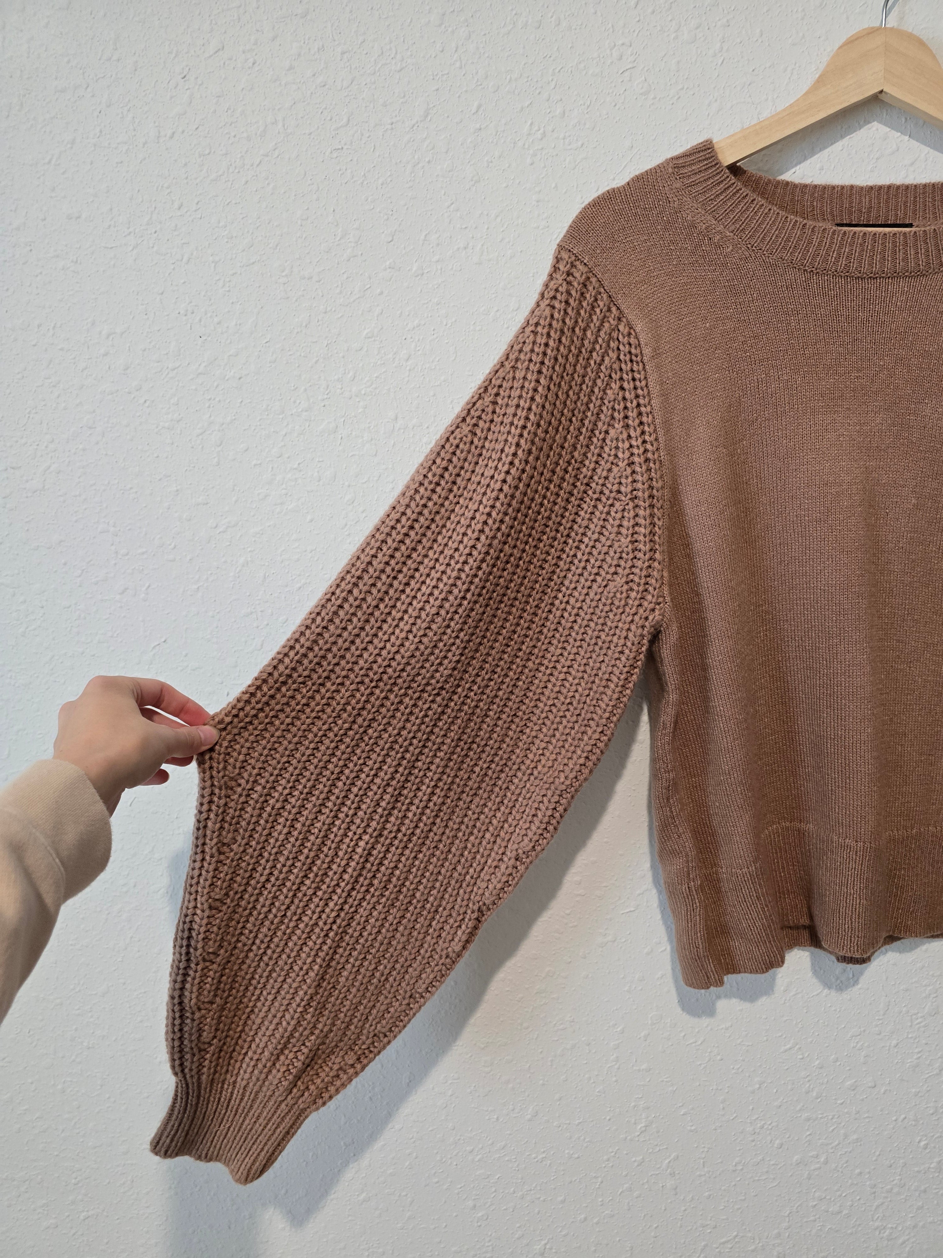 Brown Puff Sleeve Sweater (M)