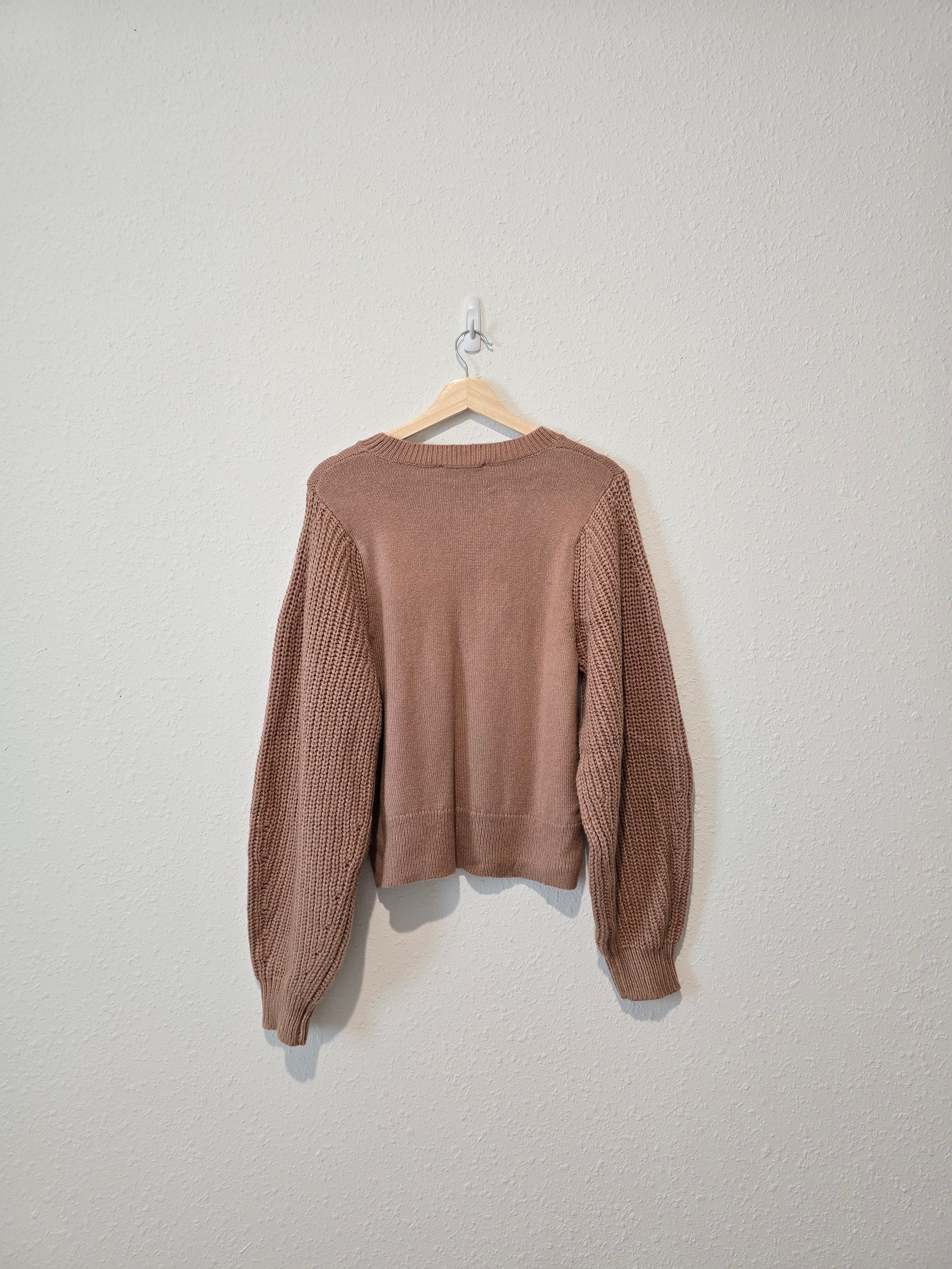 Brown Puff Sleeve Sweater (M)