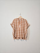 Madewell Checkered V Neck Top (S)