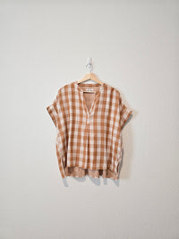 Madewell Checkered V Neck Top (S)