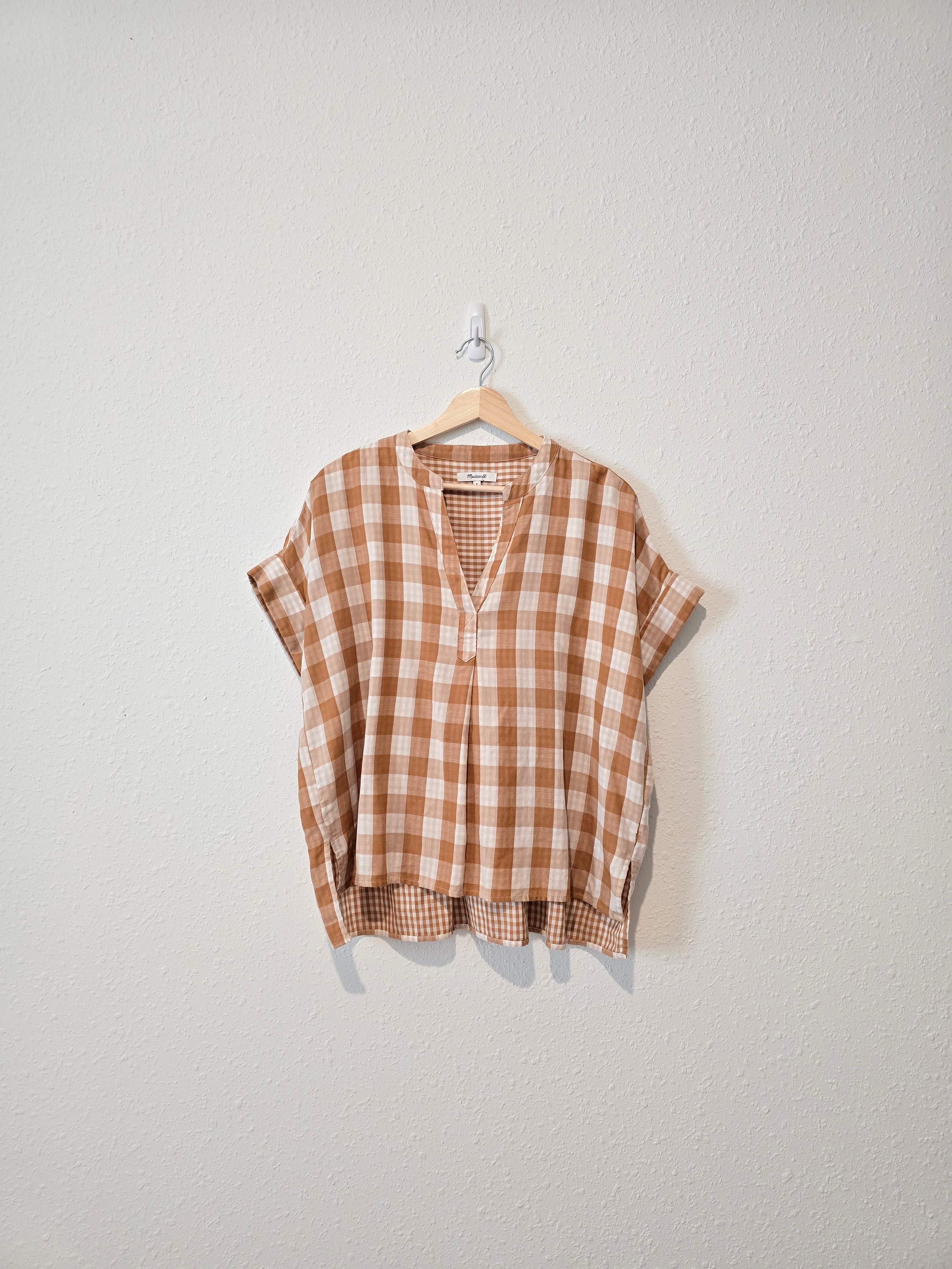 Madewell Checkered V Neck Top (S)