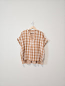 Madewell Checkered V Neck Top (S)