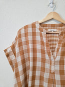 Madewell Checkered V Neck Top (S)