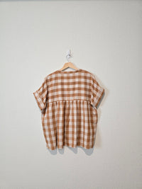 Madewell Checkered V Neck Top (S)