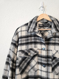 Zara Plaid Oversized Shacket (M)