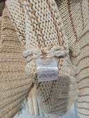 Neutral Striped Henley Sweater (L)