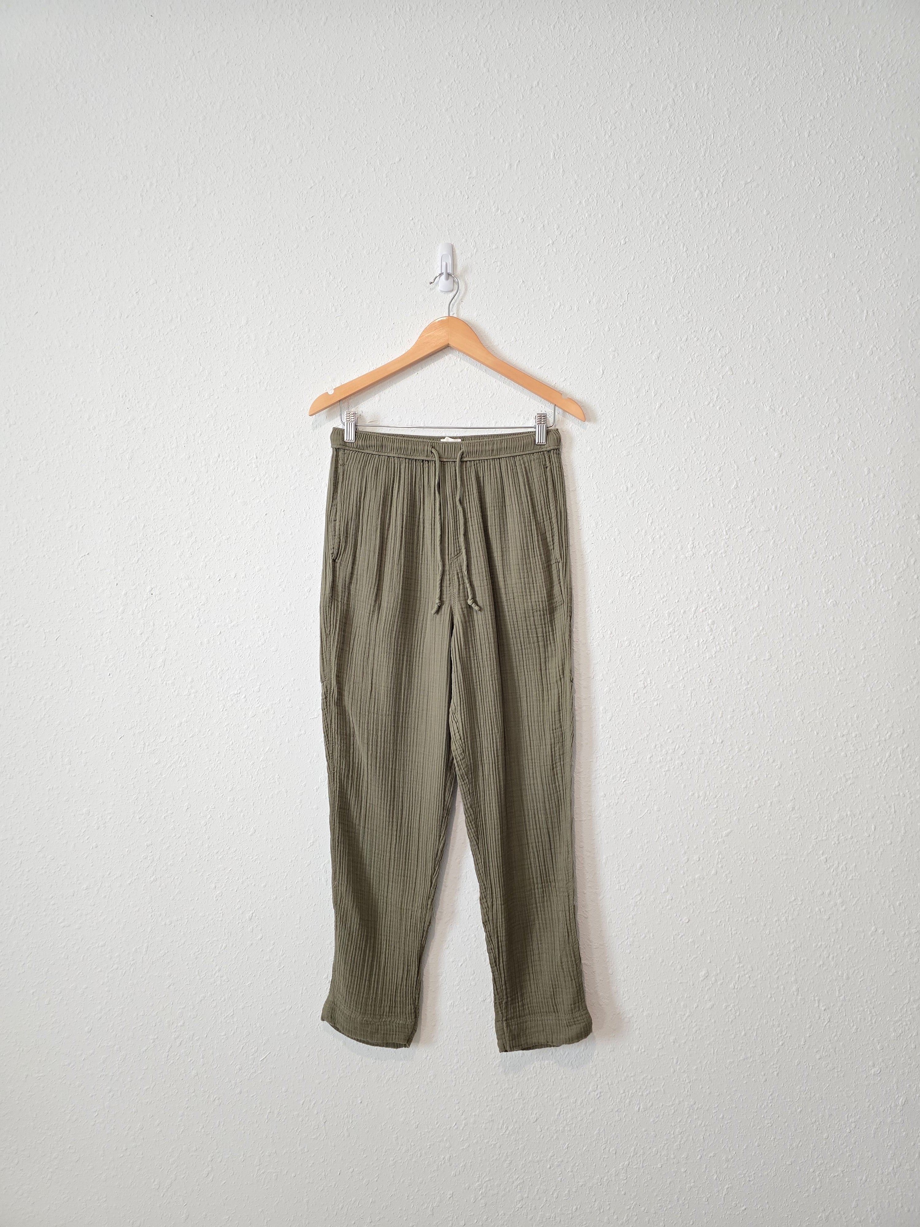 Lou & Grey Olive Gauze Pants (S)