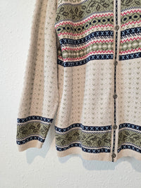 Vintage Fairisle Button Up Sweater (XL)