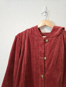 Rust Corduroy Hooded Jacket (M)