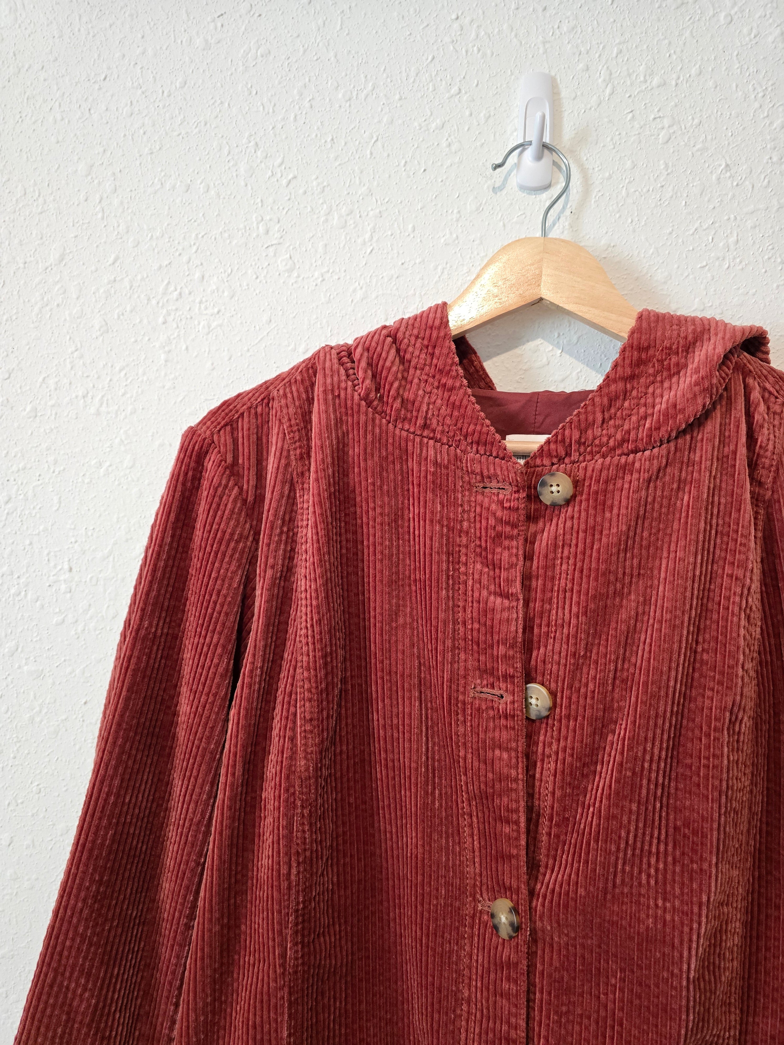 Rust Corduroy Hooded Jacket (M)