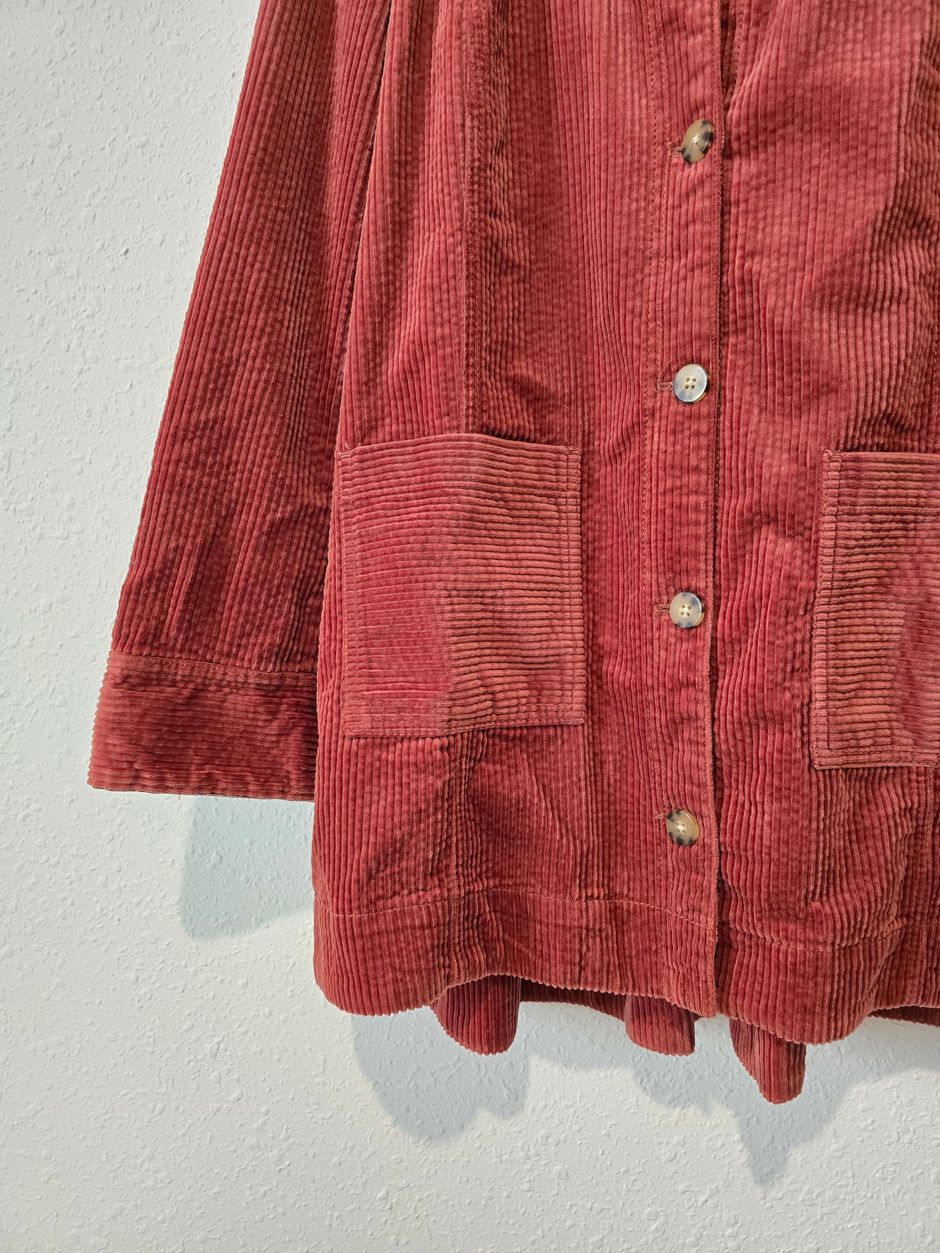 Rust Corduroy Hooded Jacket (M)