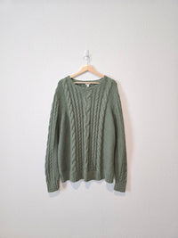 LL Bean Green Cable Knit Sweater (3X)