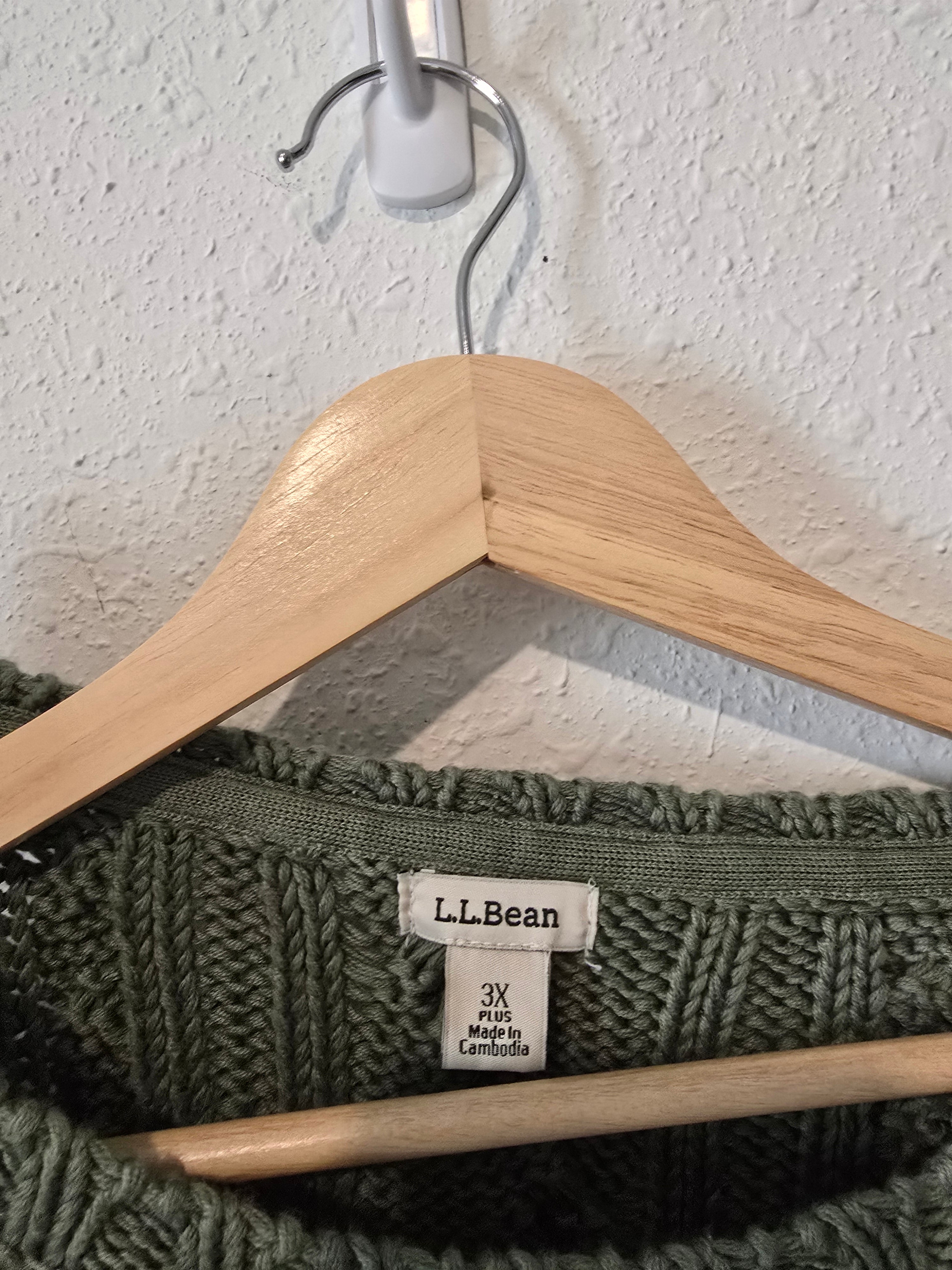 LL Bean Green Cable Knit Sweater (3X)