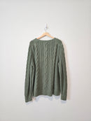 LL Bean Green Cable Knit Sweater (3X)