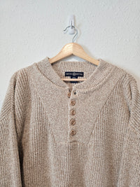 Vintage Oversized Knit Henley (M)