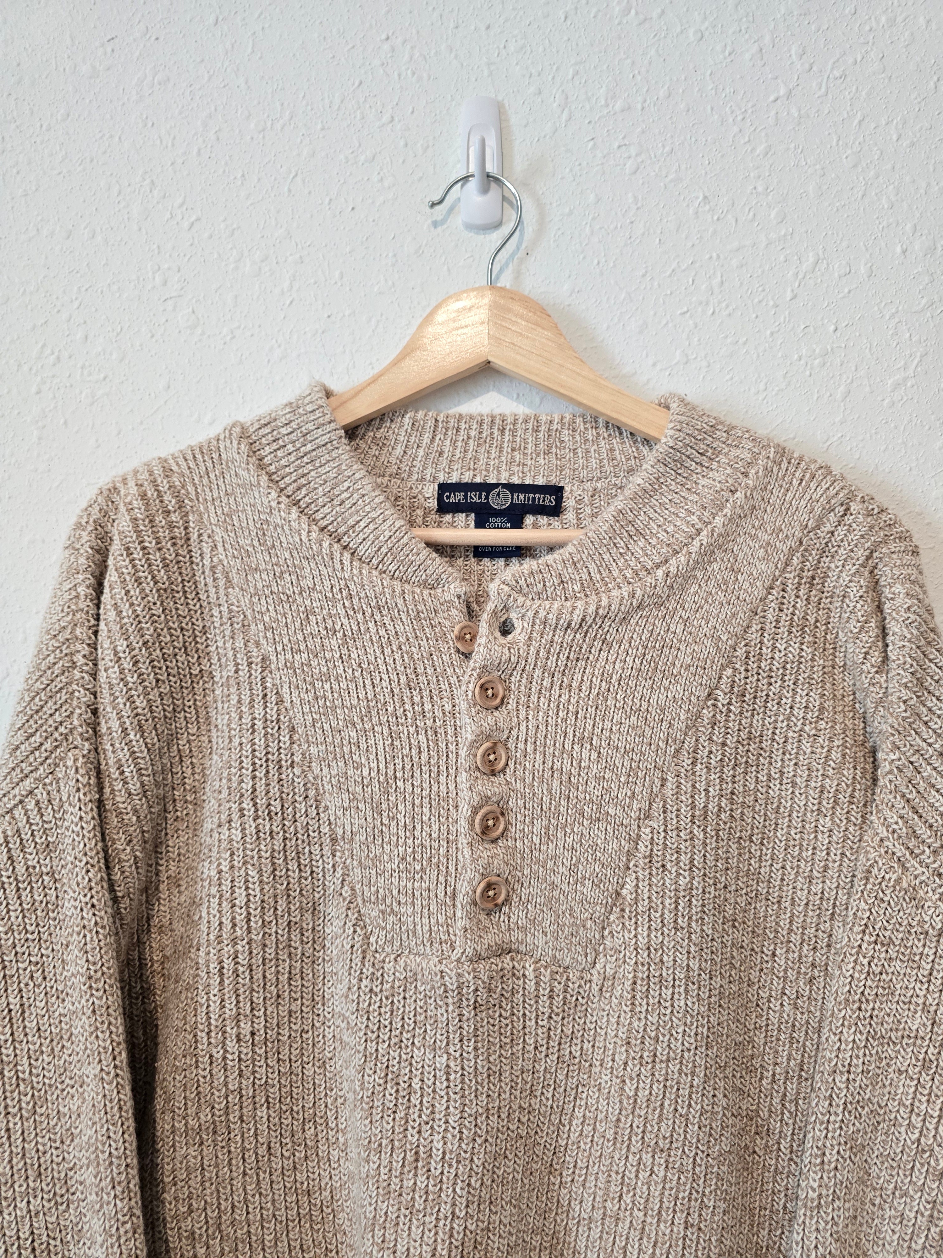 Vintage Oversized Knit Henley (M)