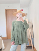 LL Bean Green Cable Knit Sweater (3X)