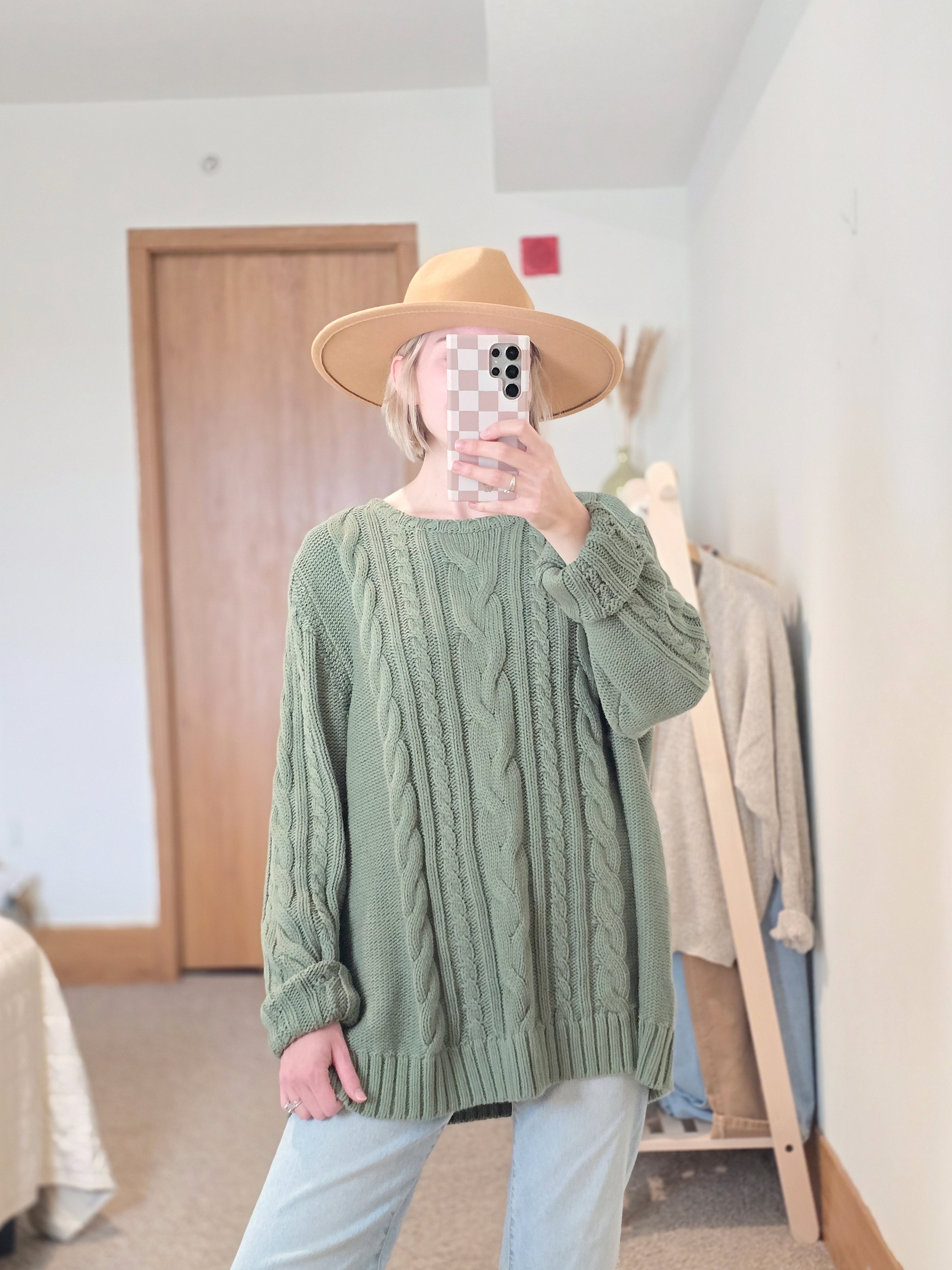 LL Bean Green Cable Knit Sweater (3X)