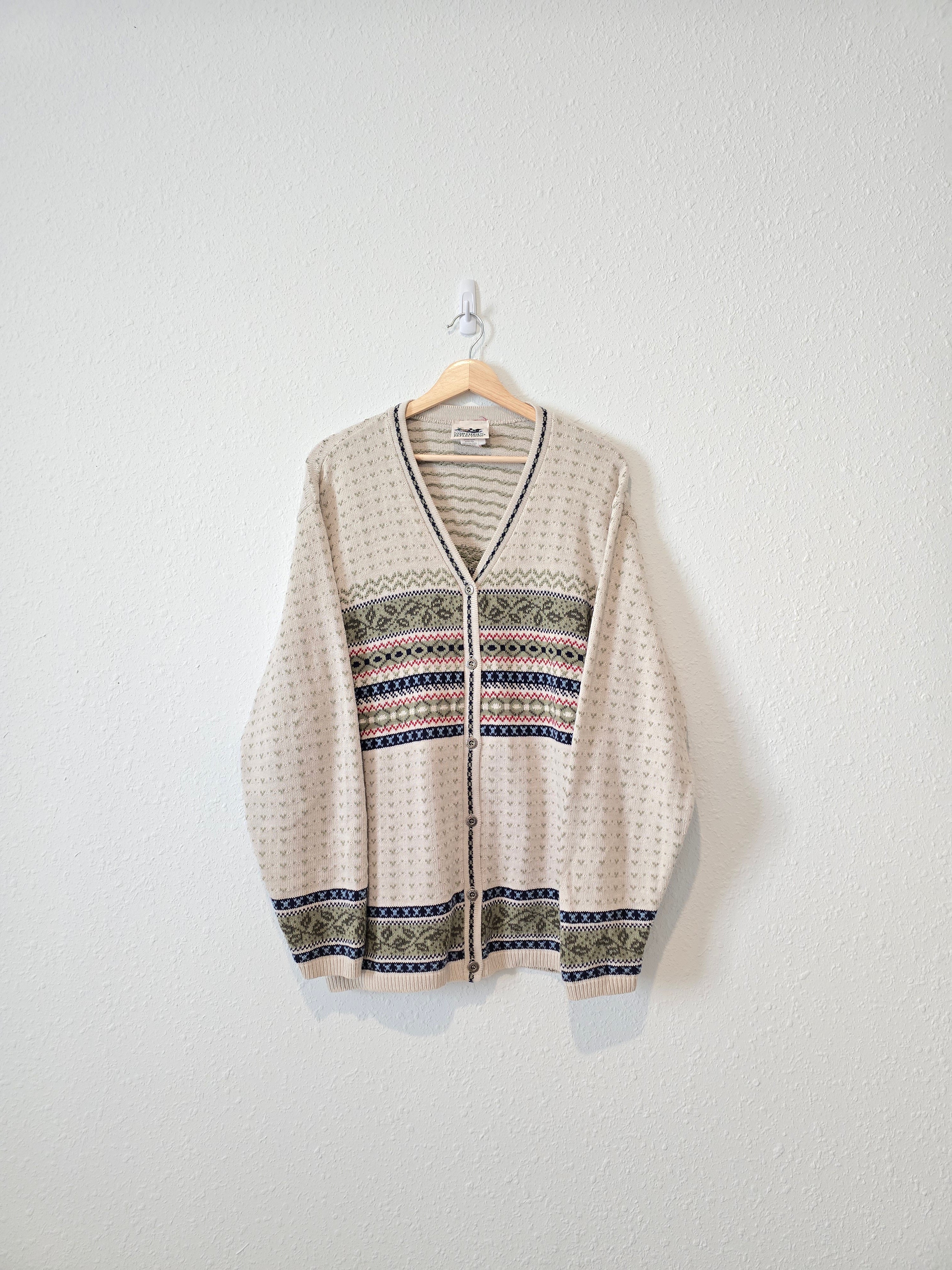 Vintage Fairisle Button Up Sweater (XL)