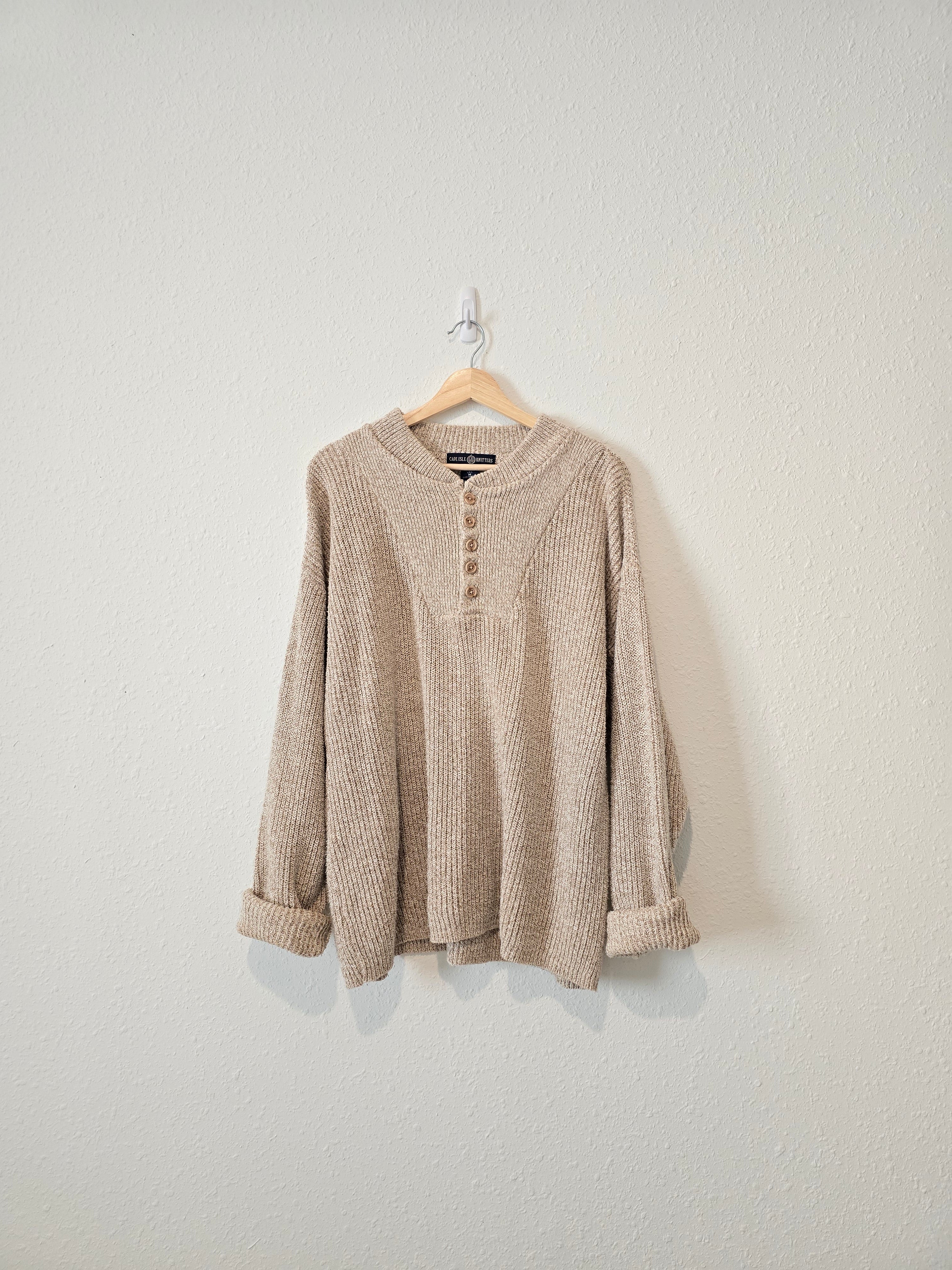 Vintage Oversized Knit Henley (M)