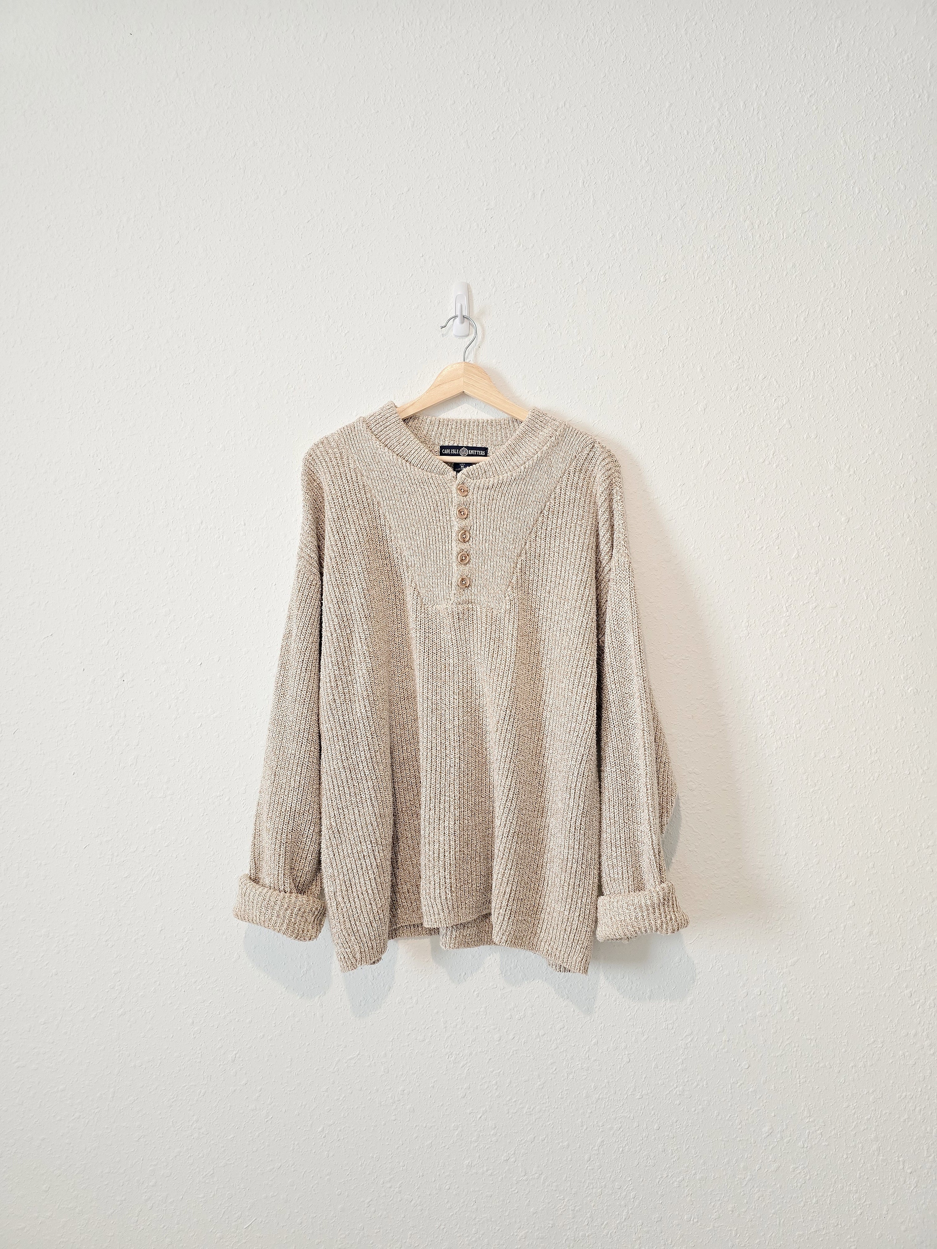 Vintage Oversized Knit Henley (M)