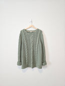 LL Bean Green Cable Knit Sweater (3X)