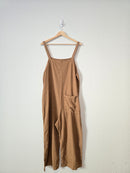 Linen Wide Leg Overall Jumpsuit (L)