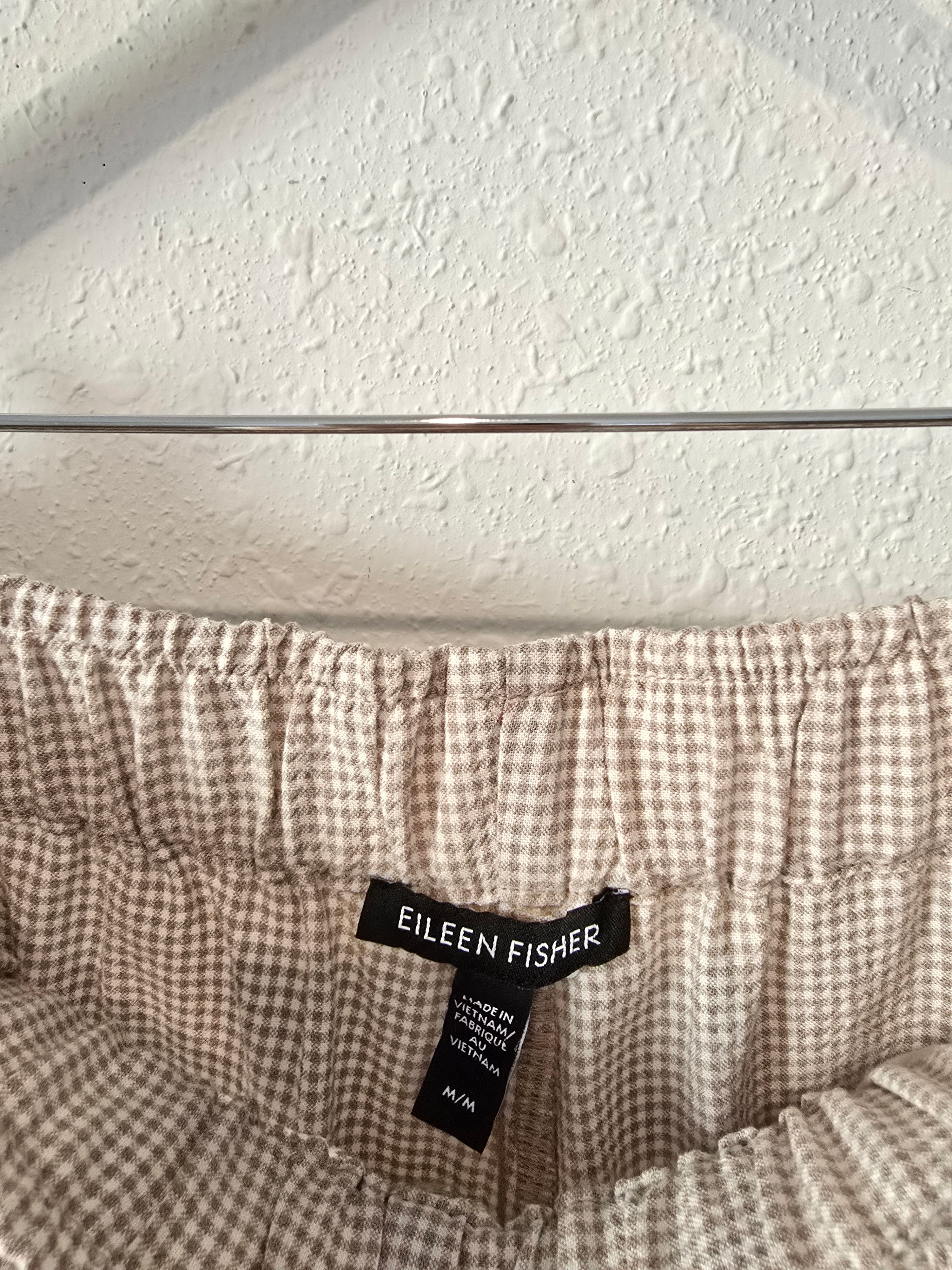 Eileen Fisher Wide Leg Gingham Pants (M)