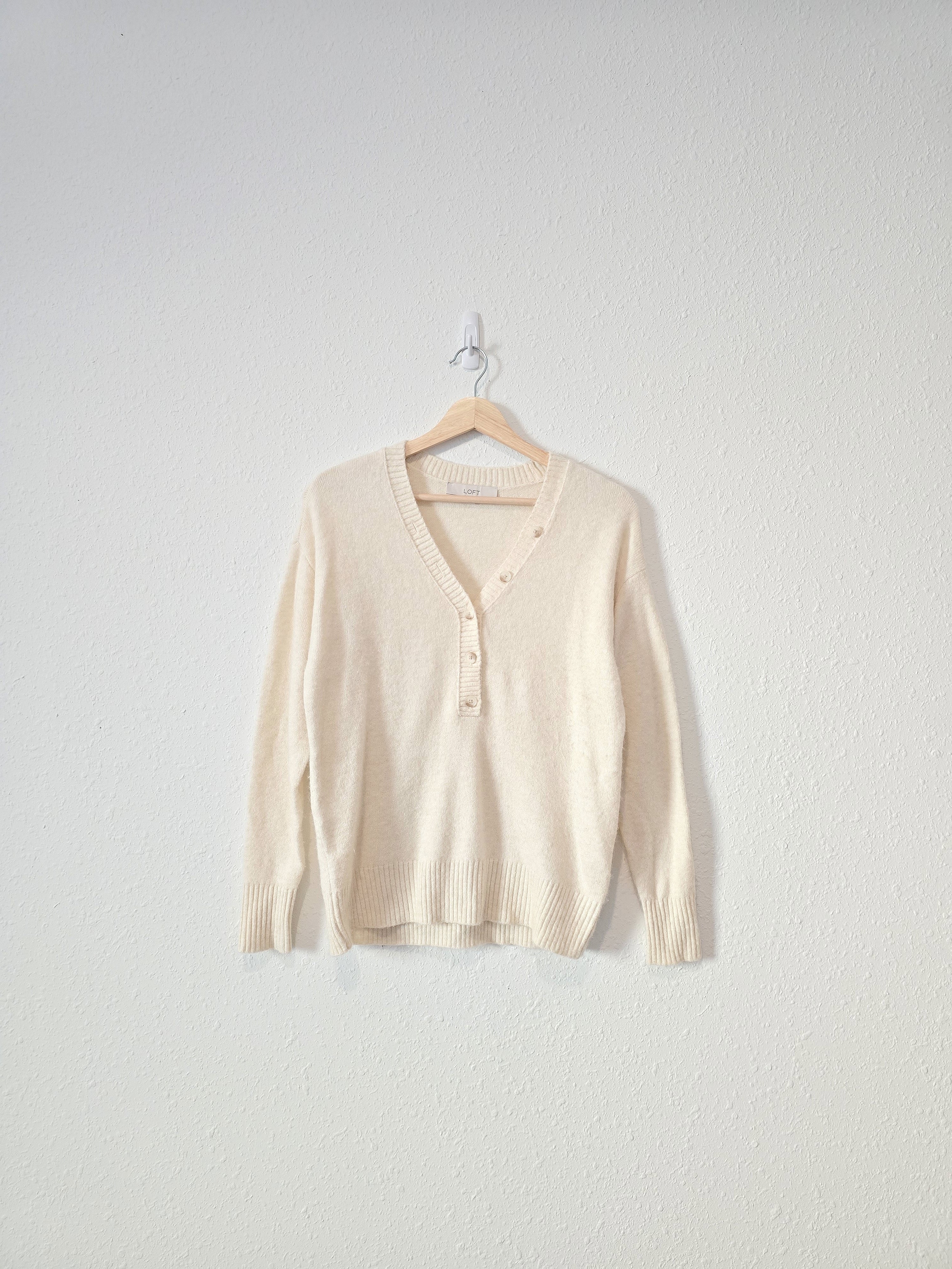 Loft Cream Henley Sweater (XS)