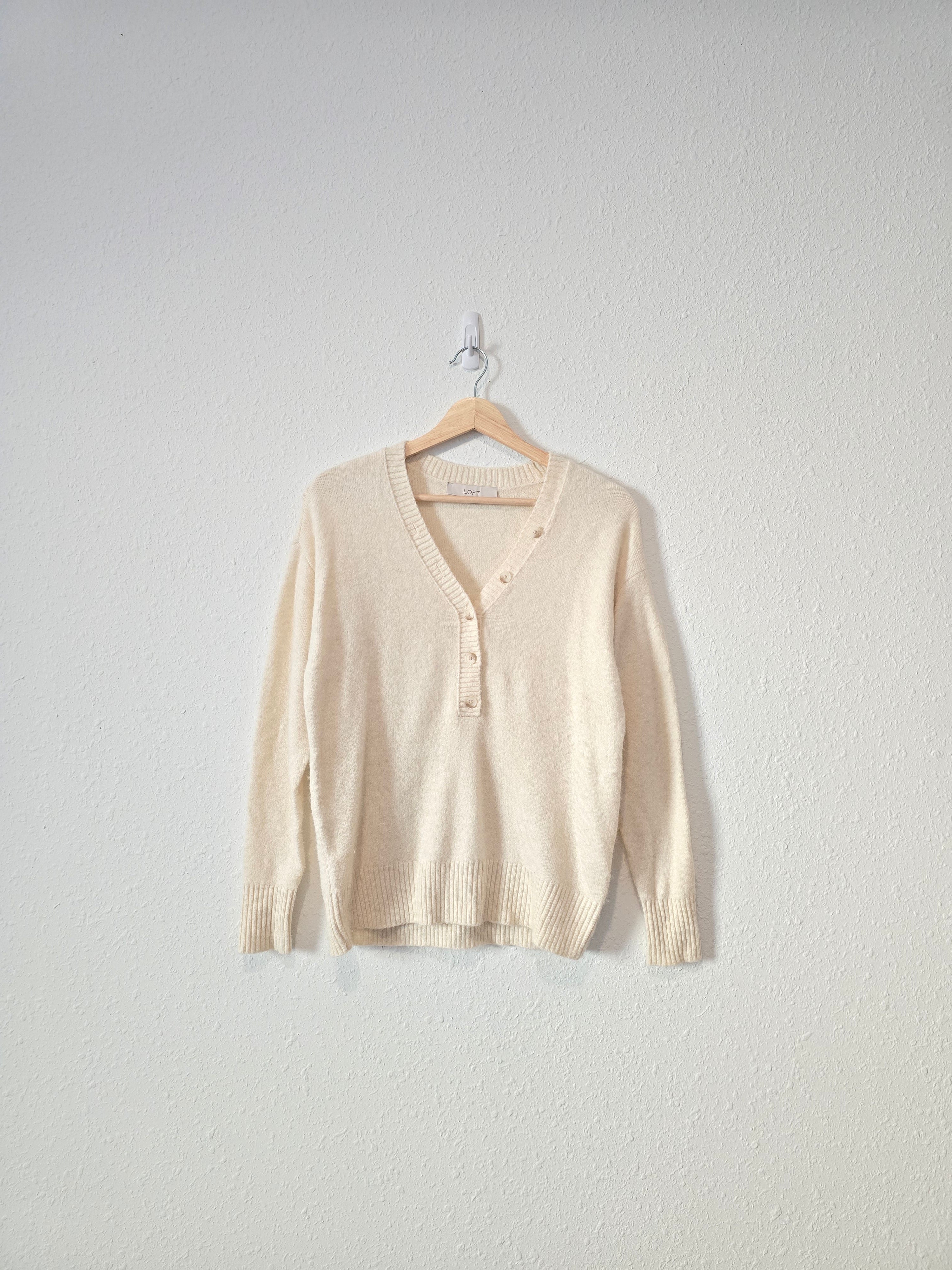 Loft Cream Henley Sweater (XS)